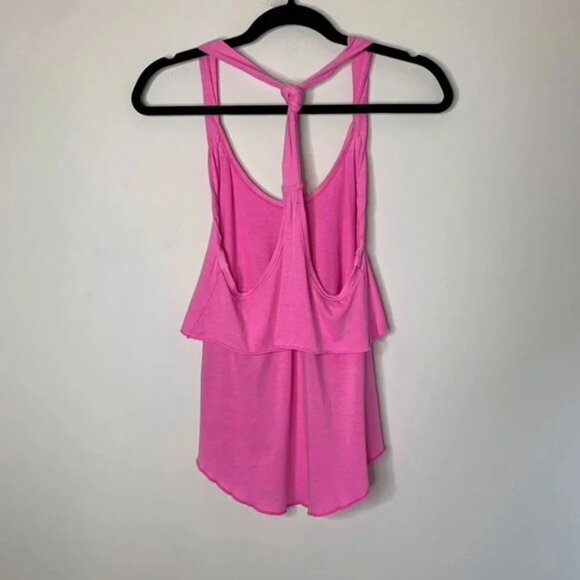 Aritzia Wilfred Tank Top Pink Cotton Knotted tie Racerback tiered ruffle Size XS - Picture 16 of 16